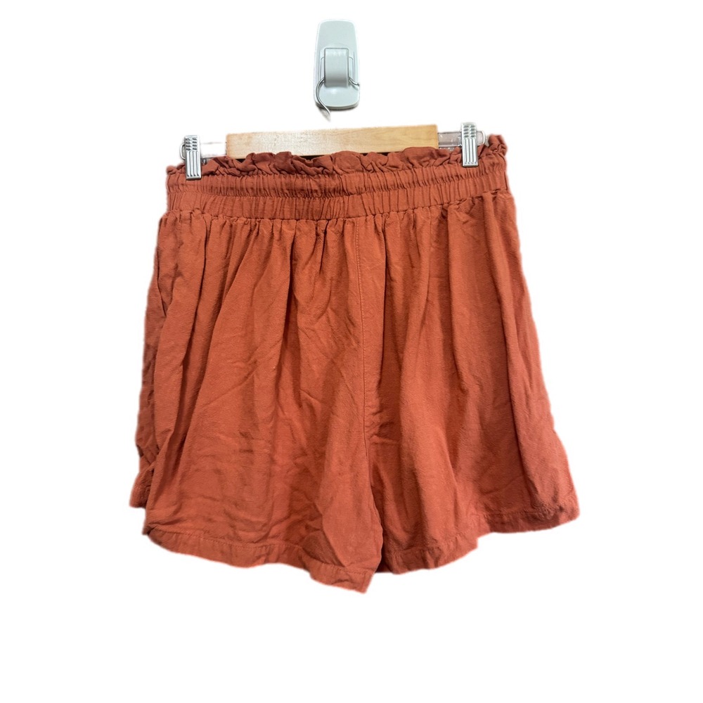UEU Paperbag Shorts Women Medium Rust Orange Excellent Linen Blend Drawstring - Picture 6 of 6